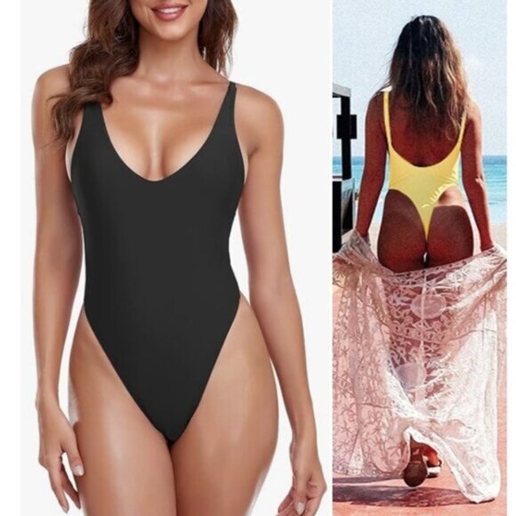 NWT Ocean Blues One-Piece Thong Swimsuit Leopard - M - Picture 9 of 9